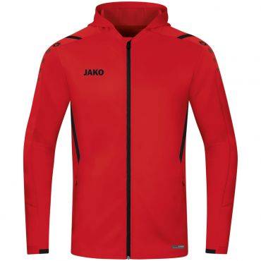 JAKO Veste d'entrainement Challenge avec Capuchon 6821 Rouge Noir 